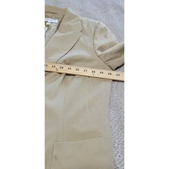 Escada Womens Beige Blazer Coat Long Sleeve Two Front Button w/ Pockets Size 44 - Picture 7 of 10